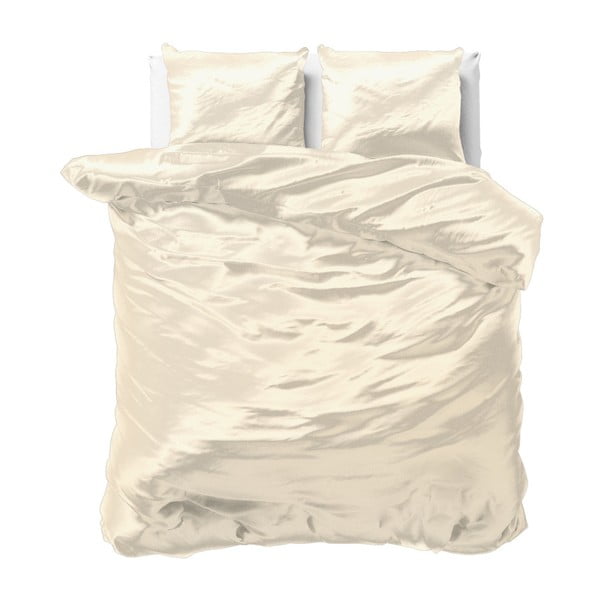 Béžové obliečky zo saténového mikroperkálu na dvojlôžko Sleeptime, 240 × 220 cm