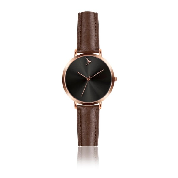 Dámske hodinky s hnedým remienkom z pravej kože Emily Westwood Mosadz