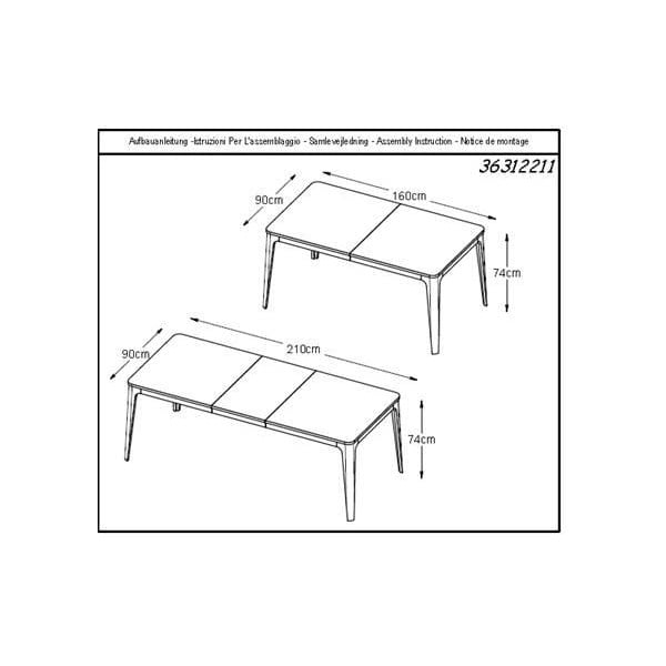 Rozkladací jedálenský stôl z dreva bieleho duba Unique Furniture Amalfi, 160 x 90 cm-image-3