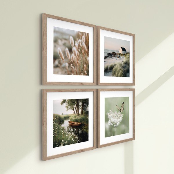 Tlačené obrazy v súprave 4 ks s rámom 30x30 cm Subtle Nature – Styler-image-3