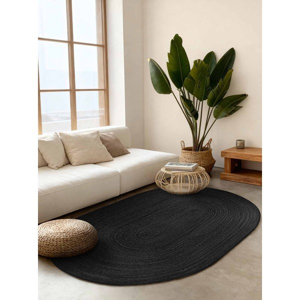 Čierny obojstranný/ručne tkaný jutový koberec 160x230 cm Braided – Hanse Home-image-1