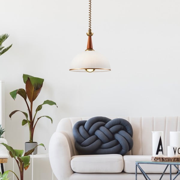 Závesné svietidlo v hnedo-zlatej farbe so skleneným tienidlom ø 30 cm Ciara – LAMKUR-image-1