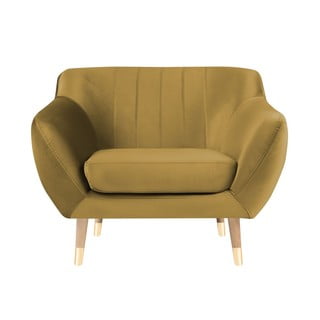 Zamatové kreslo v zlatej farbe Mazzini Sofas Benito
