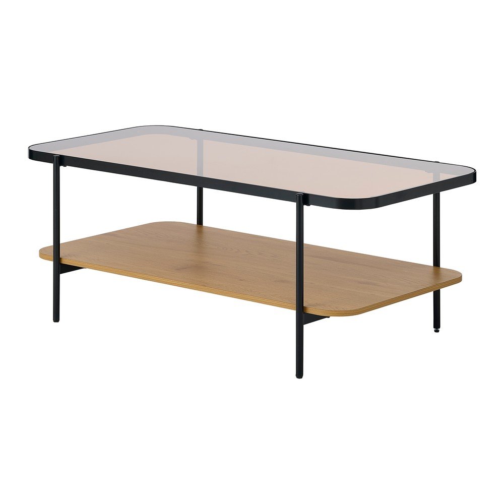 E-shop Konferenčný stolík so sklenenou doskou v prírodnej farbe 60x120 cm Hassel – Unique Furniture