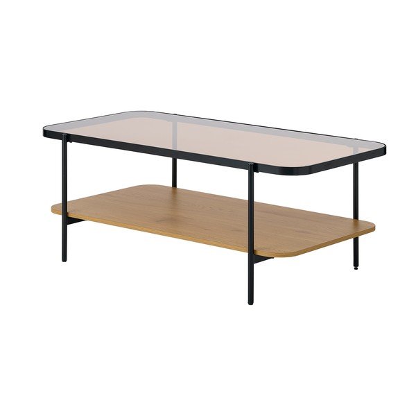 Konferenčný stolík so sklenenou doskou v prírodnej farbe 60x120 cm Hassel – Unique Furniture