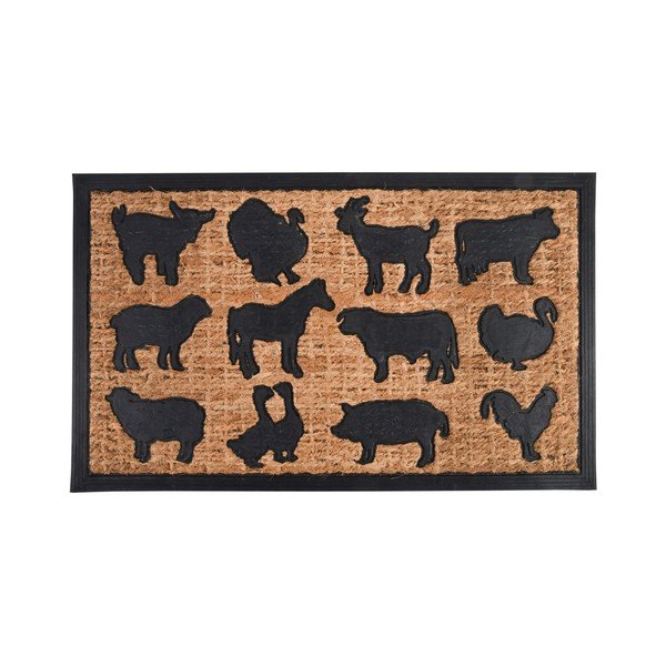 Rohožka z kokosového vlákna s dizajnom zvierat z farmy Esschert Design Gardener, 45,3 × 75,5 cm