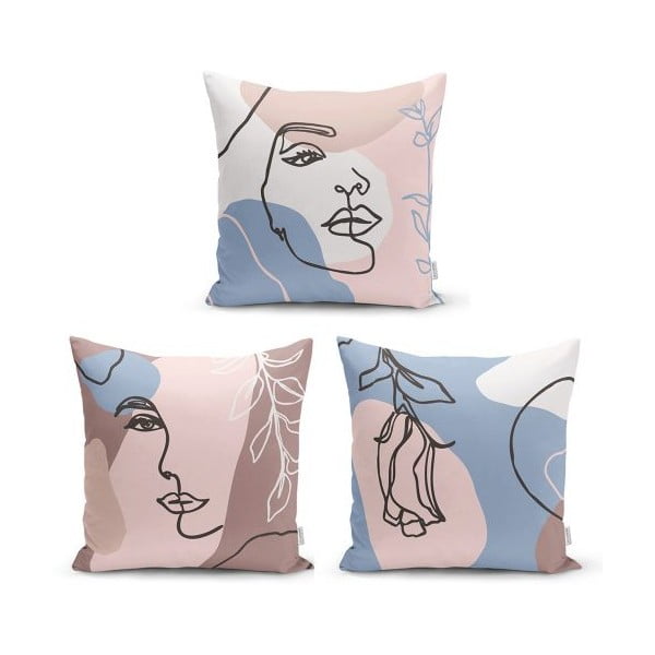 Súprava 3 dekoratívnych obliečok na vankúše Minimalist Cushion Covers Minimalist Woman, 45 x 45 cm