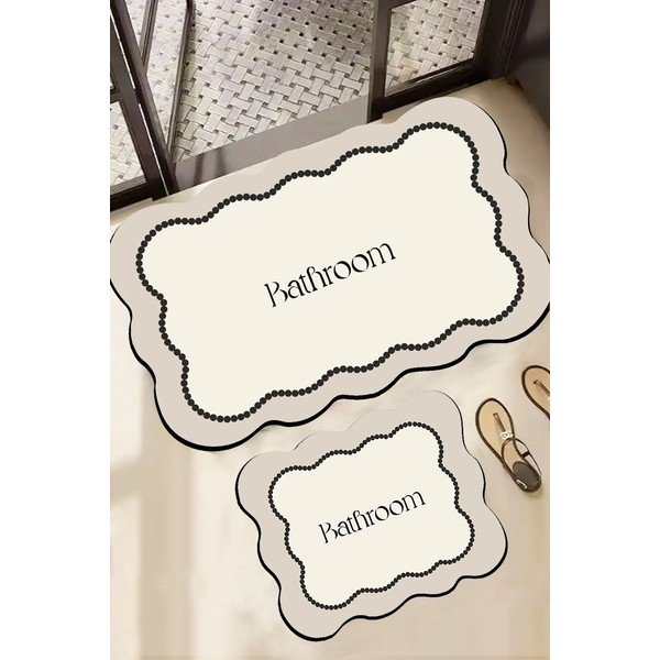 Krémovobiele kúpeľňové predložky v súprave 2 ks 60x100 cm Bounde – Foutastic-image-1