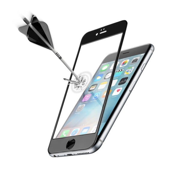 Čierne ochranné tvrdené sklo pre  celý displej CellularLine CAPSULE pre  Apple iPhone 6 Plus