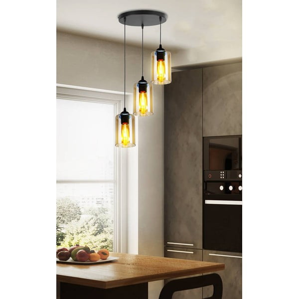 Čierne závesné svietidlo so skleneným tienidlom Bistro - Candellux Lighting-image-1