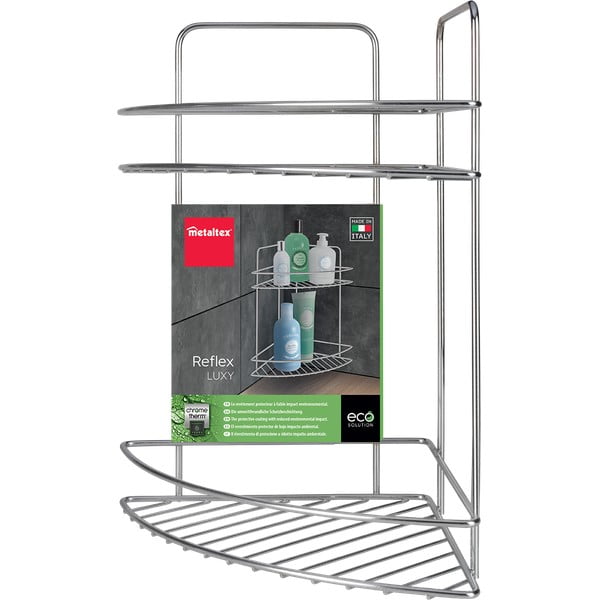 Oceľová kúpeľňová polička v lesklo striebornej farbe Luxy – Metaltex-image-2