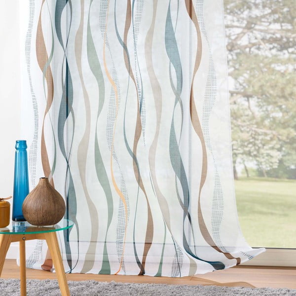 Bielo-modrá voálová záclona 140x280 cm Lisana – douceur d'intérieur-image-3