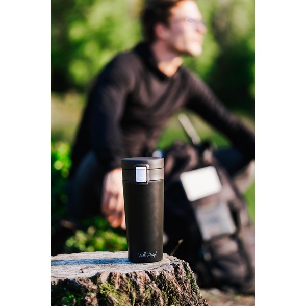 Čierny cestovný termohrnček Vialli Design Fuori, 400 ml-image-4