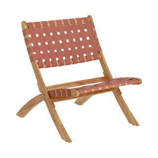 Záhradná skladacia stolička vo farbe terakota z akáciového dreva Kave Home Chabeli