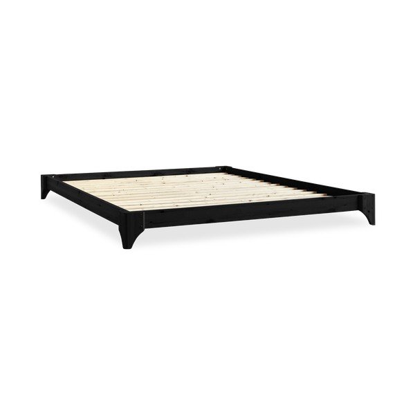 Dvojlôžková posteľ z borovicového dreva s matracom a tatami Karup Design Elan Double Latex Black/Black, 160 × 200 cm-image-3