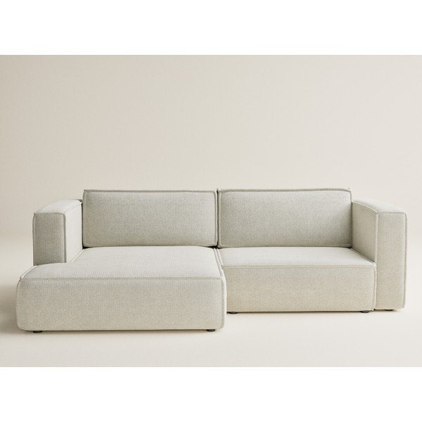 Krémová ženilková rozkladacia/s úložným priestorom rohová pohovka (ľavý roh/s leňoškou) Velto – Maison de Rêve-image-2