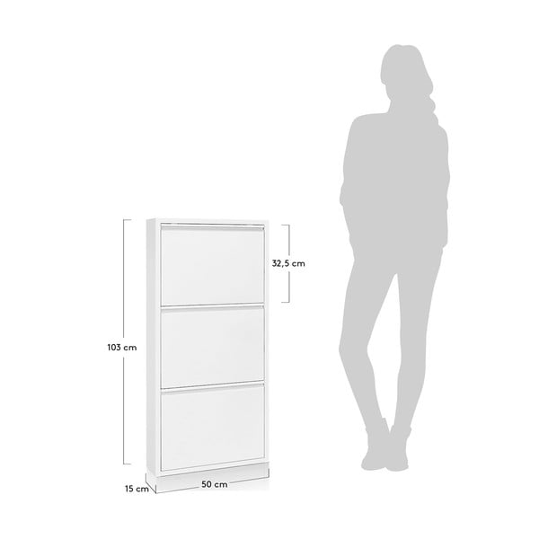 Biela kovová výklopná skrinka na topánky 50x103x15 cm Ode – Kave Home-image-3