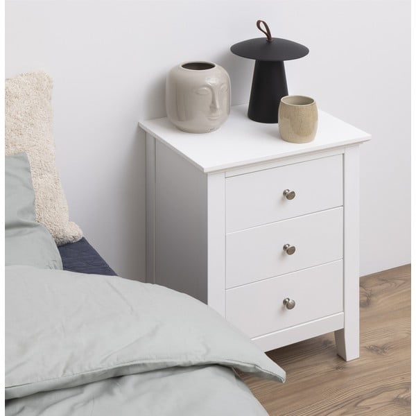 Biely nočný stolík s 3 zásuvkami Actona Linnea-image-1
