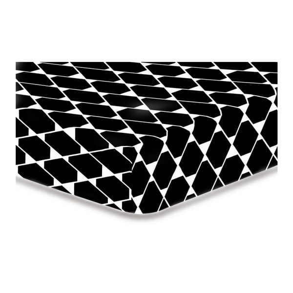 Čierna elastická plachta z mikrovlákna DecoKing Rhombuses, 200 × 220 cm