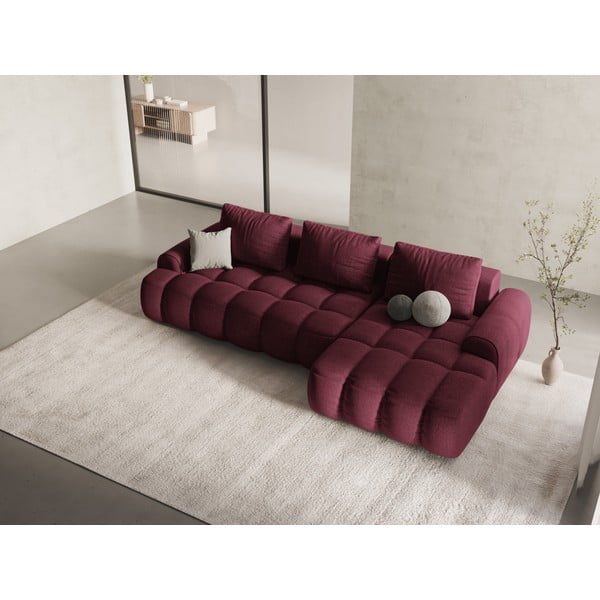 Vínovočervená rozkladacia/s úložným priestorom rohová pohovka (pravý roh/s leňoškou) Linz – Cosmopolitan Design-image-1