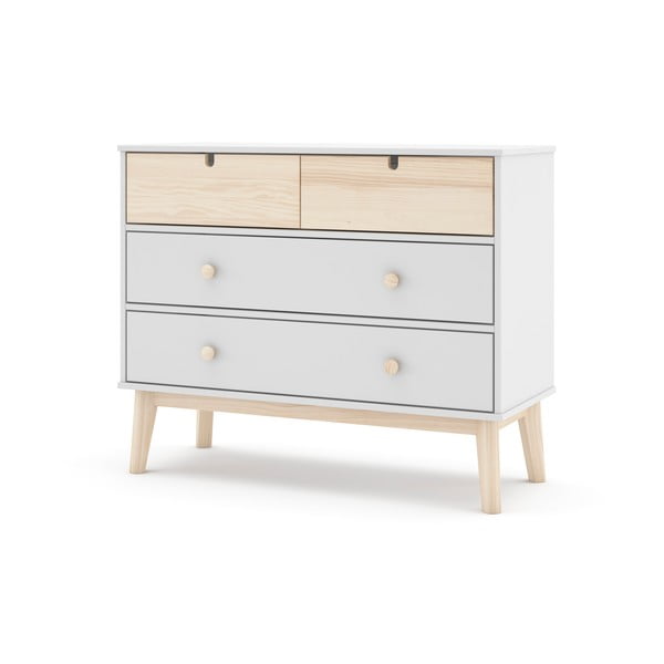 Biela nízka detská komoda 100x81 cm Estefania – Marckeric-image-3