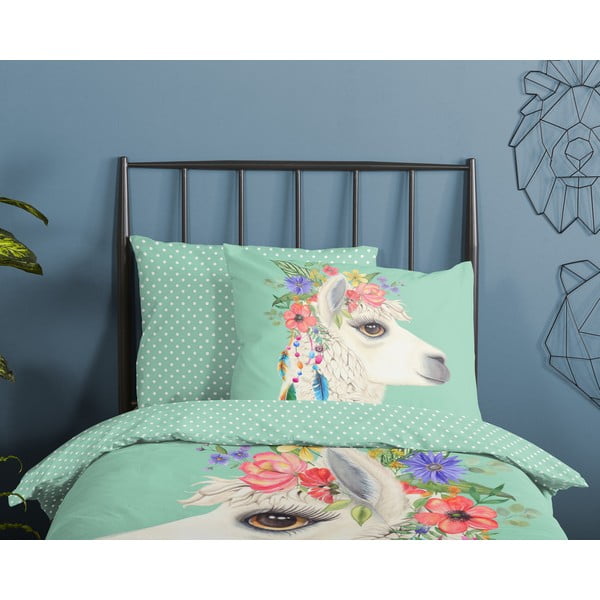 Bavlnené detské obliečky na jednolôžko/predĺžené v mentolovej farbe 140x220 cm Joey – Good Morning-image-2