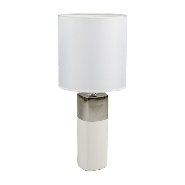 Biela stolová lampa so základňou v striebornej farbe Santiago Pons Reeb, ⌀ 24 cm