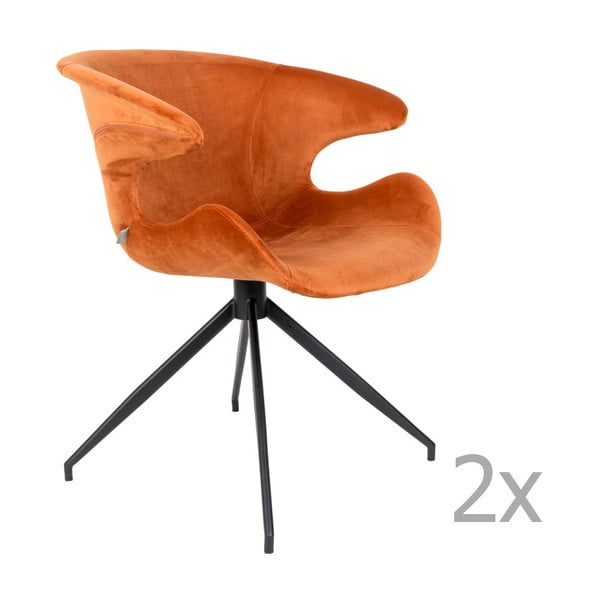 Sada 2 oranžových stoličiek s opierkami Zuiver Mia