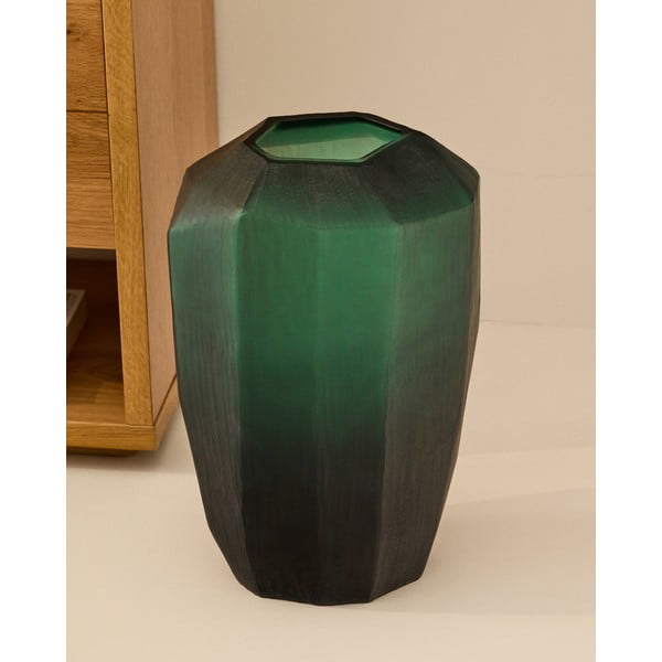 Sklenená váza v petrolejovej farbe (výška 45 cm) Geonix – Kave Home-image-1
