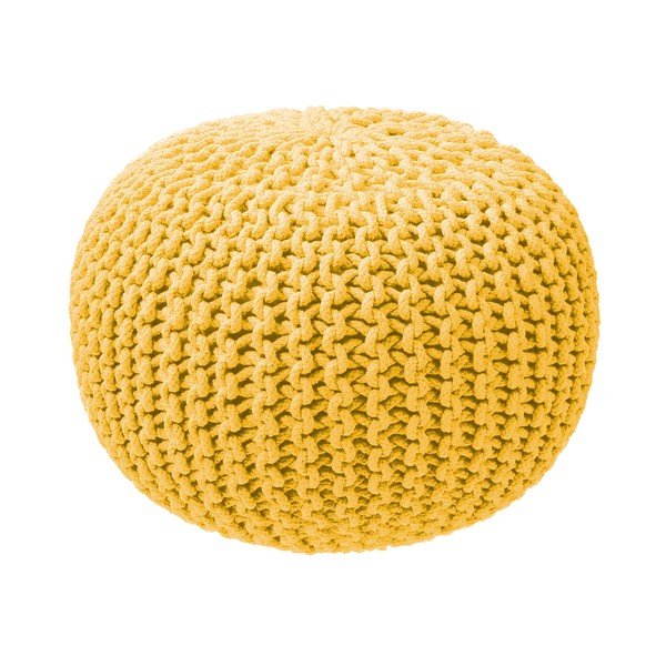 Horčicovožltý pletený puf ZicZac
