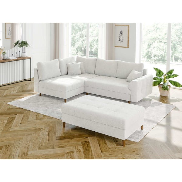 Biela podnožka z textílie buklé Ariella – Ropez-image-3