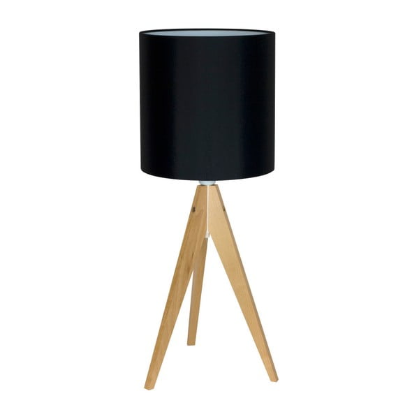 Čierna stolová lampa 4room Artist, breza, Ø 25 cm