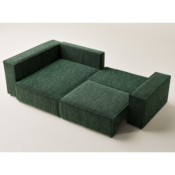 Tmavozelená ženilková rozkladacia/s úložným priestorom rohová pohovka (ľavý roh/do L) Tonga – Maison de Rêve-image-3