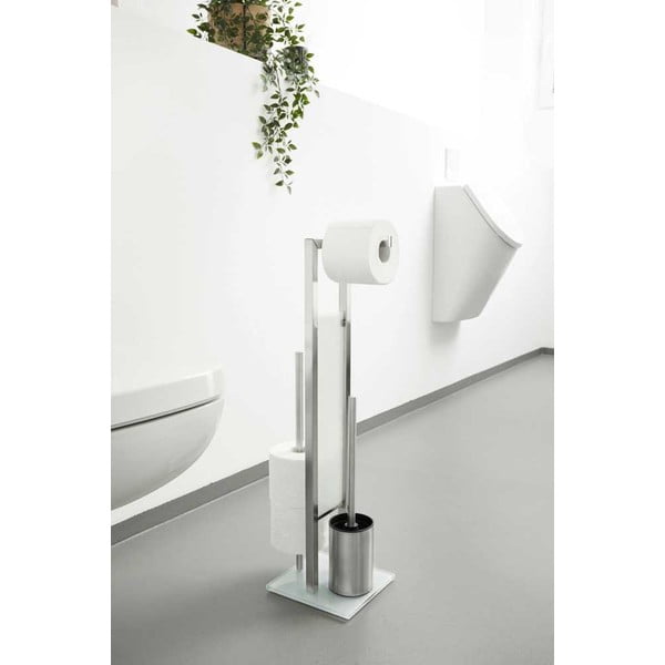 Stojan na toaletný papier so štetkou z nehrdzavejúcej ocele v matne striebornej farbe Rivalta – Wenko-image-2