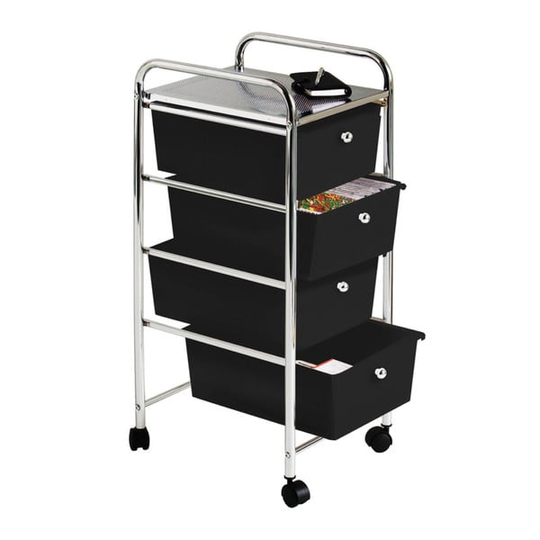 Plastový pojazdný regál v čierno-striebornej farbe 33x79 cm – Premier Housewares-image-1