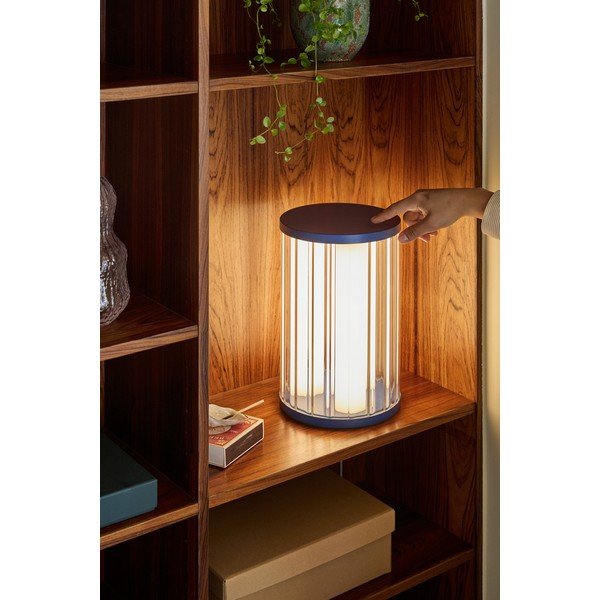 Modrá sklenená LED stolová lampa so stmievačom (výška  30 cm) Aru – Hübsch-image-1