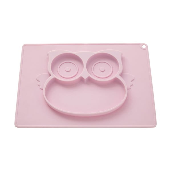 Ružový detský silikónový tanier s motívom sovy Premier Housewares Zing Food