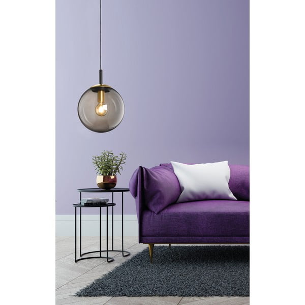 Čierne závesné svietidlo so skleneným tienidlom Dini – Fischer & Honsel-image-2