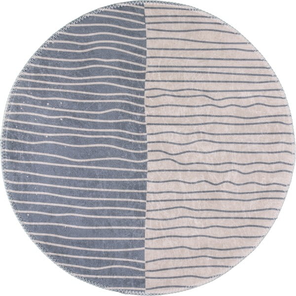 Umývateľný okrúhly koberec v sivo-krémovej farbe ø 120 cm Yuvarlak – Vitaus