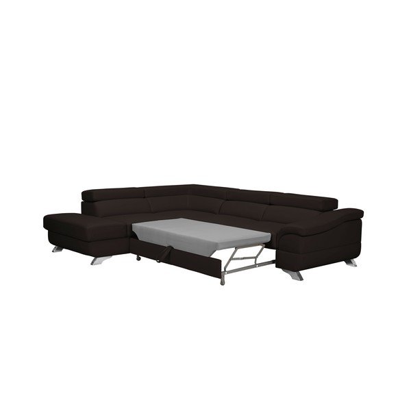 Tmavohnedá rozkladacia rohová pohovka Windsor & Co Sofas Gamma, ľavý roh-image-3