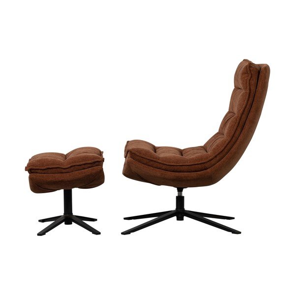 Hnedé otočné ženilkové kreslo s podnožkou Kube – WOOOD-image-2