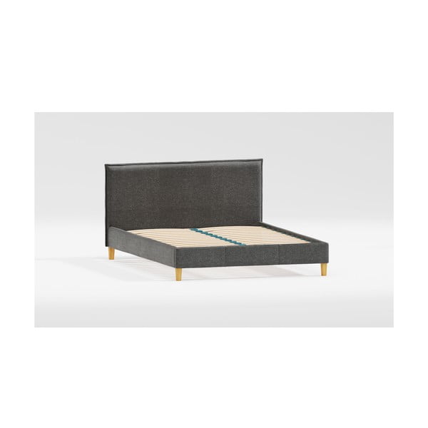 Tmavosivá čalúnená dvojlôžková posteľ s roštom 180x200 cm Tina – Ropez