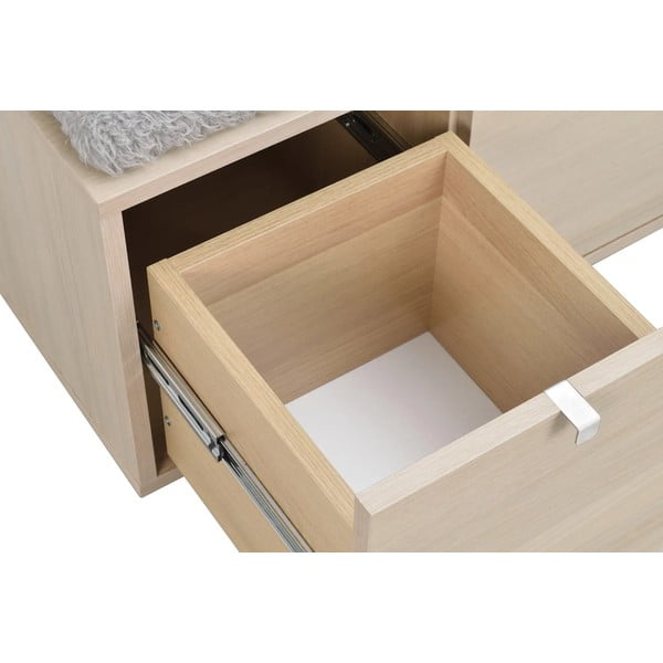 Skrinka na topánky v dekore duba s lavicou v šedo-prírodnej farbe Confetti – Rowico-image-4