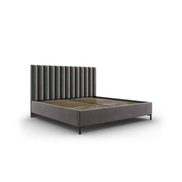 Sivá čalúnená dvojlôžková posteľ s úložným priestorom s roštom 180x200 cm Casey – Mazzini Beds