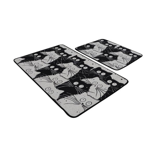 Čierne/sivé kúpeľňové predložky v súprave 2 ks 60x100 cm White Cats – Foutastic-image-2