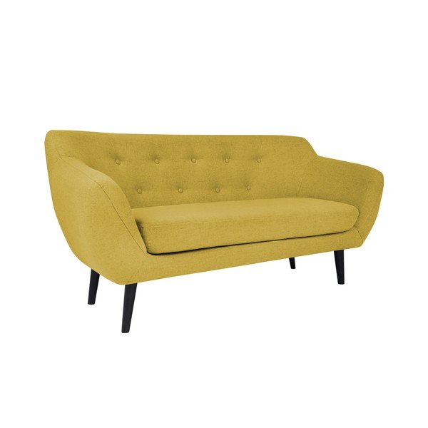 Žltá dvojmiestna pohovka s hnedými nohami Mazzini Sofas Piemont-image-1