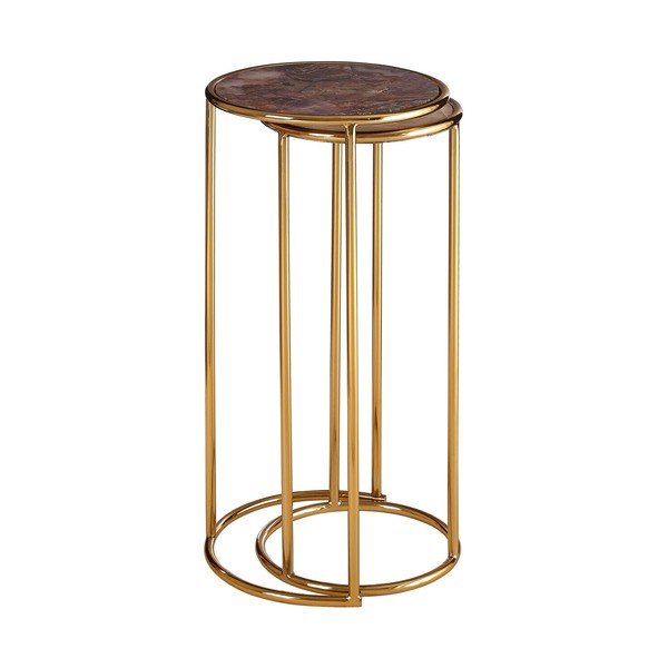 Okrúhle odkladacie stolíky v súprave 2 ks s doskou z kameňa ø 31 cm Vita – Premier Housewares-image-3