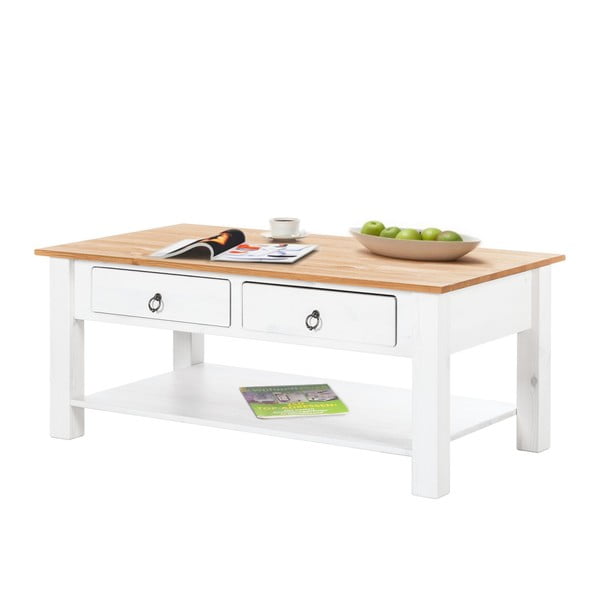 Biely konferenčný stolík z borovicového dreva s prírodnou doskou Støraa Inda-image-1