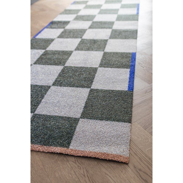 Tmavozelený/krémovobiely prateľný behúň 77x242 cm Square – Mette Ditmer Denmark-image-1