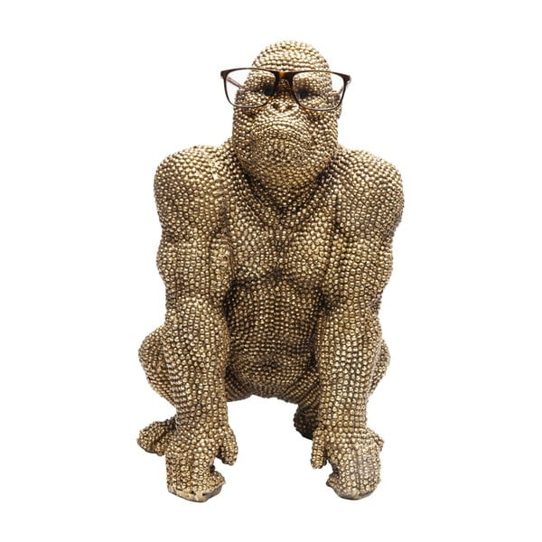 Dekoratívna socha v zlatej farbe Kare Design Gorilla, výška 46 cm